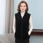 Gilet sans manches fourrure noir