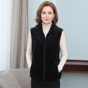 Gilet sans manches fourrure noir