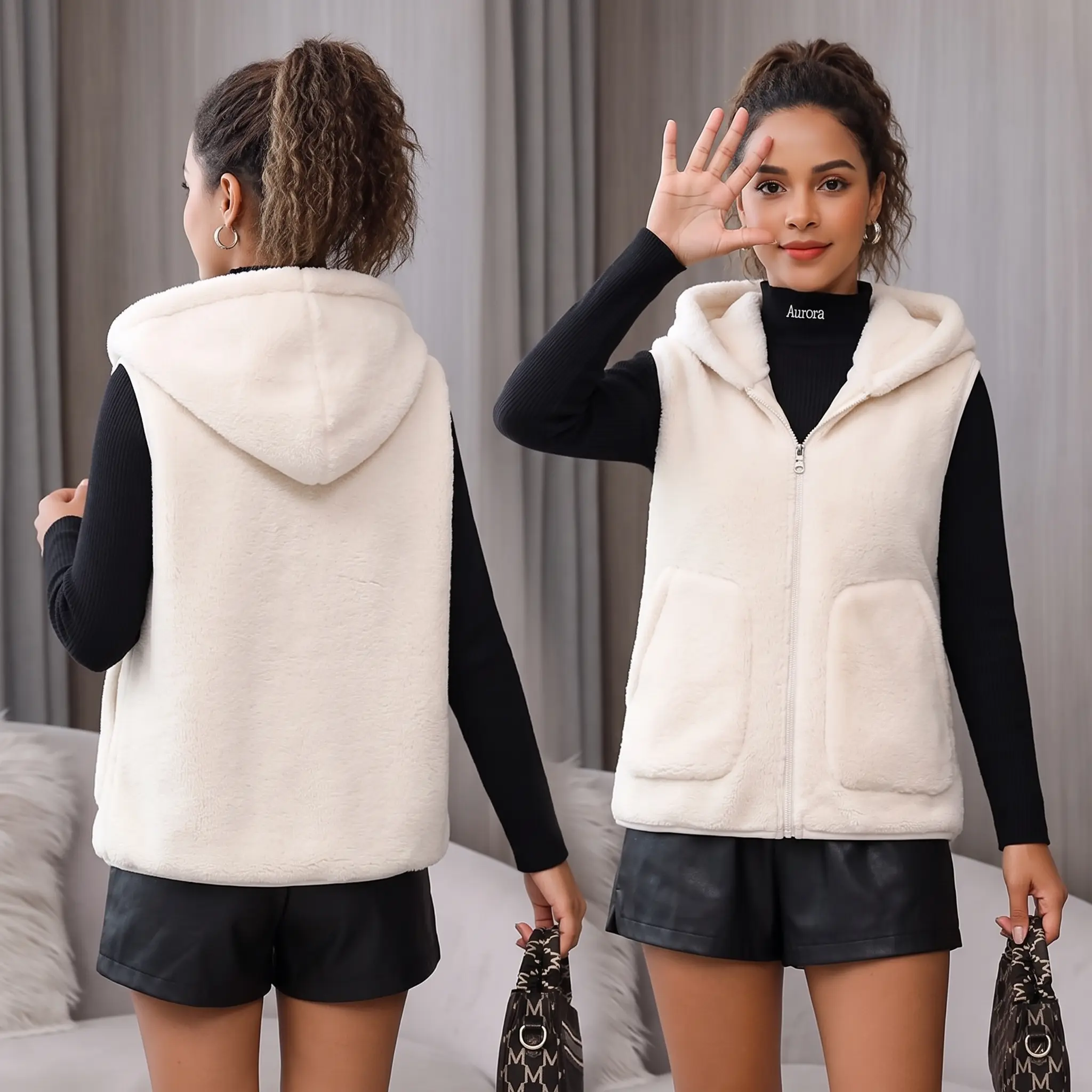 Gilet sans manches polaire à capuche – Image 7