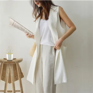 Gilet sans manches long lin