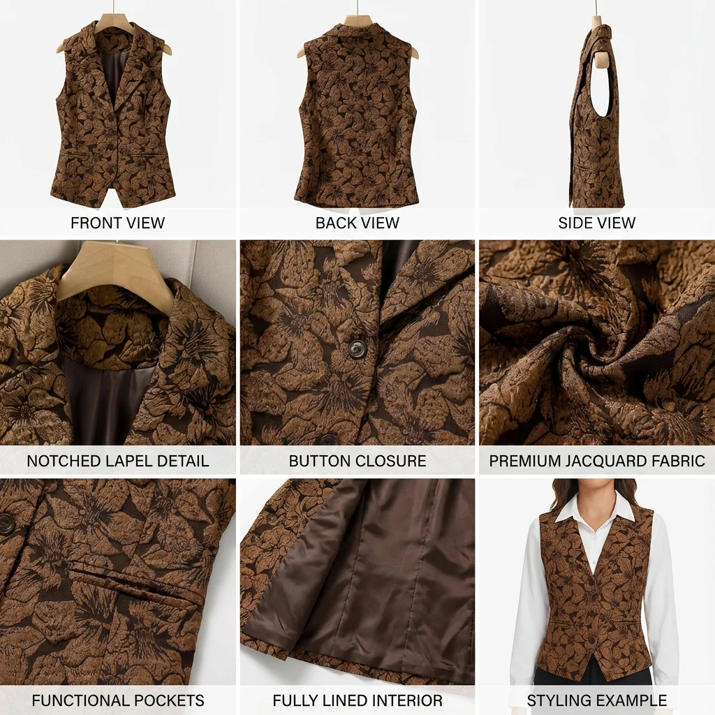 Gilet sans manches motif tissé – Image 9