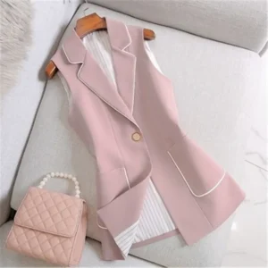 Gilet sans manches long bouton