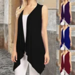Gilet sans manches drapé long