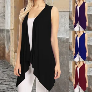 Gilet sans manches drapé long