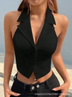 Gilet sans manches sexy noir