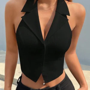 Gilet sans manches sexy noir