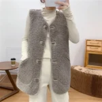 Gilet sans manches moumoute long