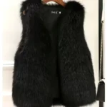 Gilet sans manches fausse fourrure noir