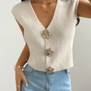 Gilet sans manches Maille Beige