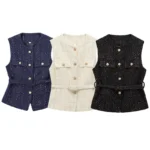Gilet sans manches ceinturé