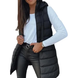 Gilet sans manches doudoune long noir