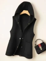 Gilet sans manche à capuche Noir