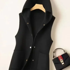 Gilet sans manche à capuche Noir