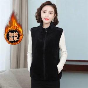 Gilet sans manches fourrure noir