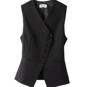 Gilet sans manches croisé noir