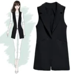 Gilet sans manches tailleur long Noir