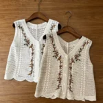 Gilet sans manches brodé