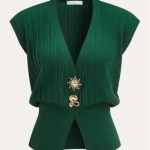 Gilet sans manches tricot vert