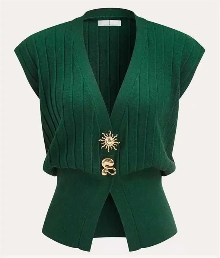 Gilet sans manches tricot vert