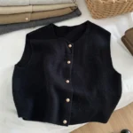 Gilet sans manches acrylique noir