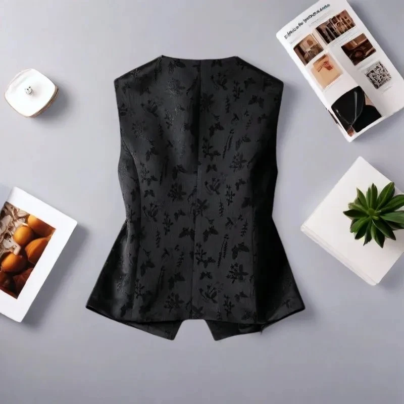 Gilet sans manches à motifs noir – Image 4