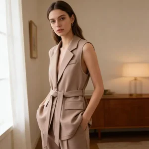 Gilet sans manches avec ceinture