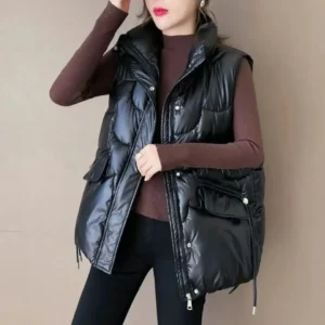 Gilet sans manches brillant noir