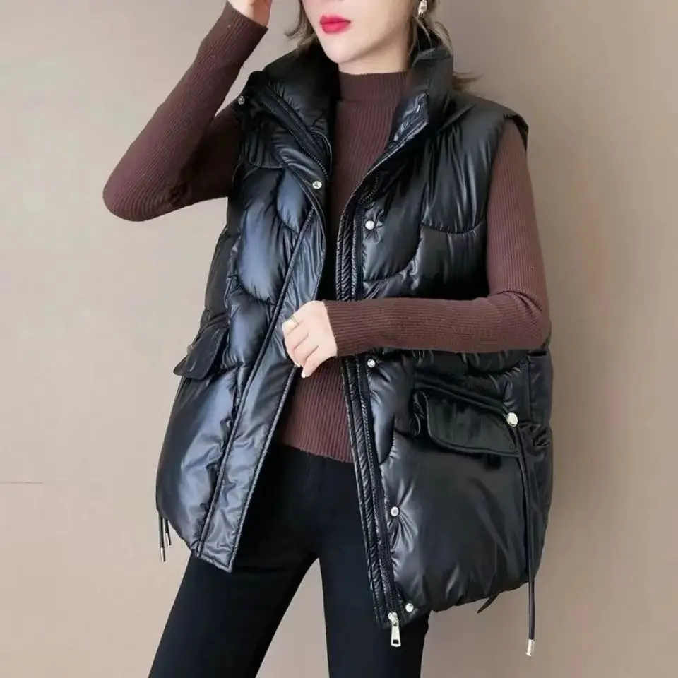 Gilet sans manches brillant noir