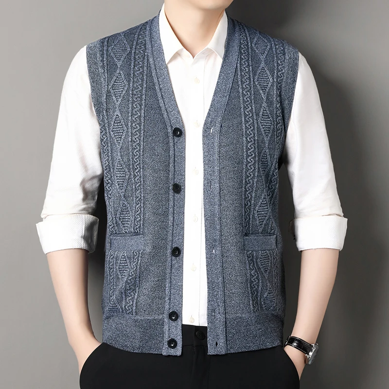 Gilet sans manches cardigan homme – Image 3