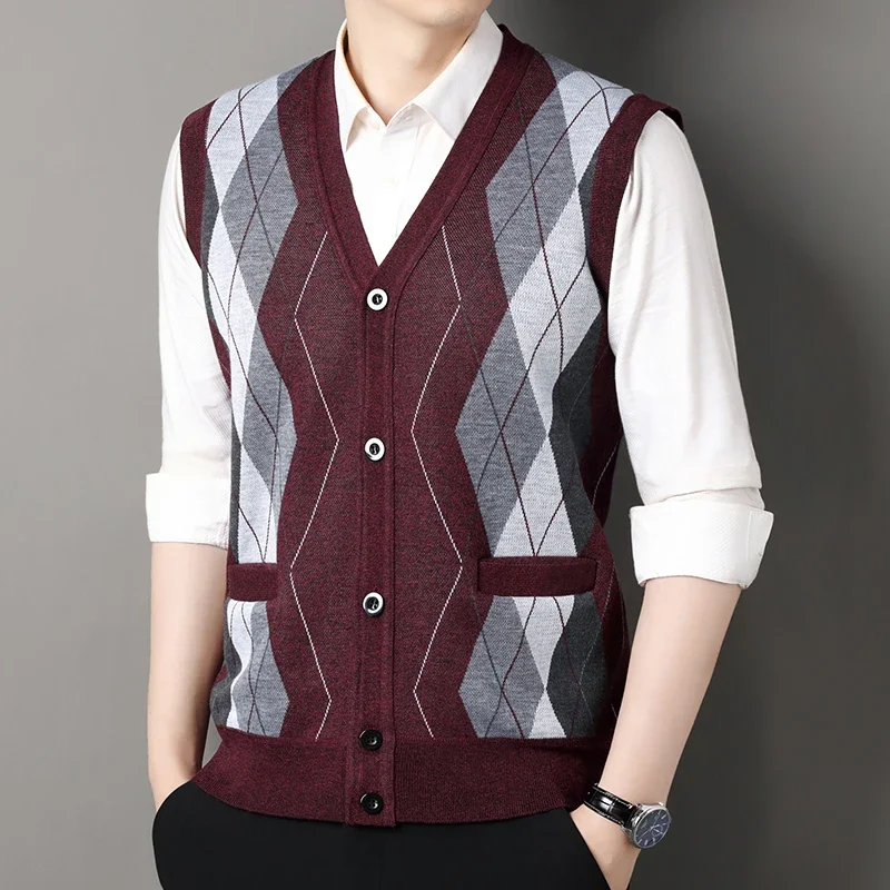 Gilet sans manches cardigan carreaux – Image 2