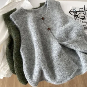 Gilet sans manches doux boutonné