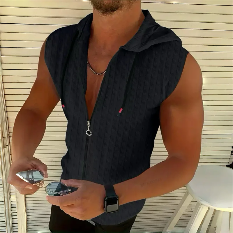 Gilet sans manches à capuche homme – Image 2
