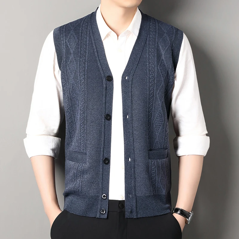 Gilet sans manches cardigan homme – Image 4