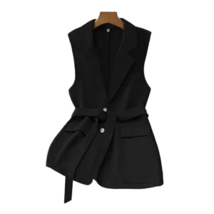 Gilet sans manches avec ceinture noir