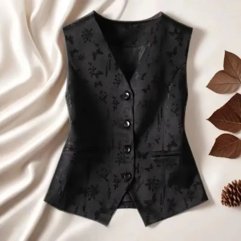 Gilet sans manches à motifs noir – Image 3