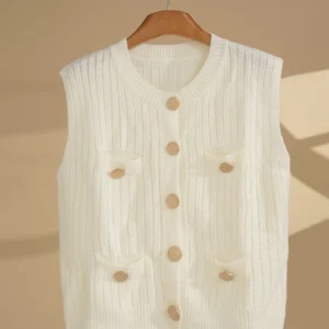 Gilet sans manches côtelé