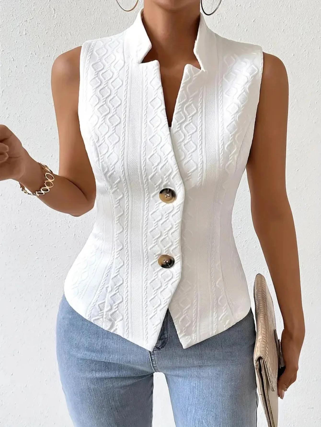 Gilet sans manches texturé
