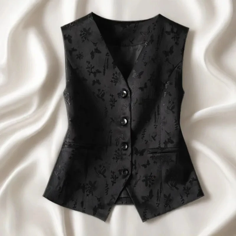 Gilet sans manches à motifs noir – Image 2