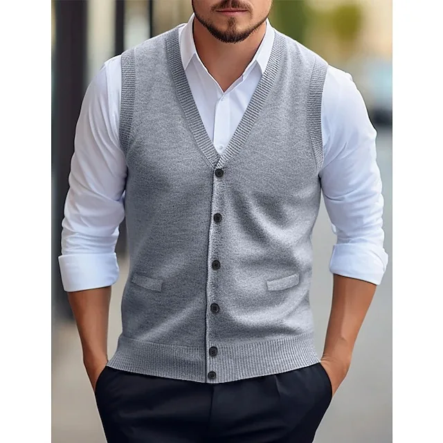 Gilet sans manches maille Gris – Image 2