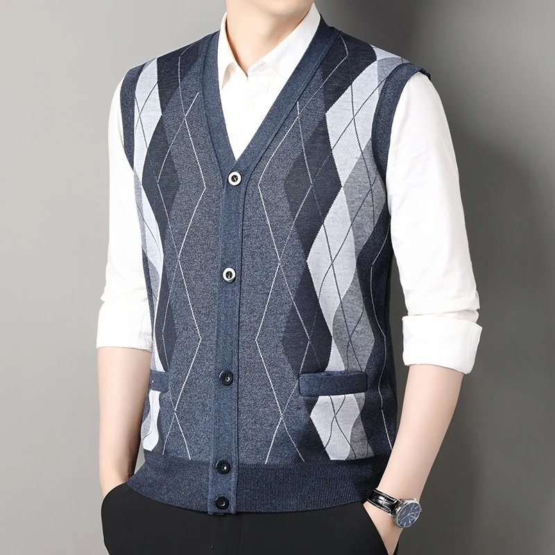 Gilet sans manches cardigan carreaux – Image 3