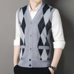 Gilet sans manches cardigan carreaux